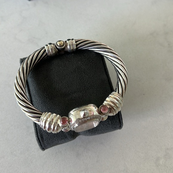 Vintage David Yurman Sterling Silver Pink Tourmaline and Diamond Wrist Watch. - Picture 11 of 12